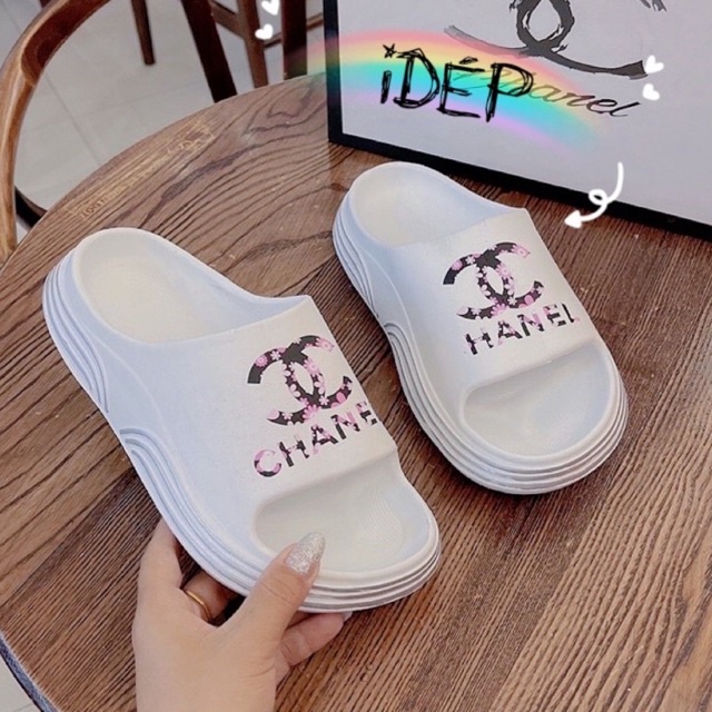 𝐢𝐃É𝐏 𝐃𝐋𝟐𝟐𝟓 Dép bánh mì cross nữ quai ngang đế độn cao 3.5cm CC bản gợn sóng EVA siêu nhẹ thời trang
