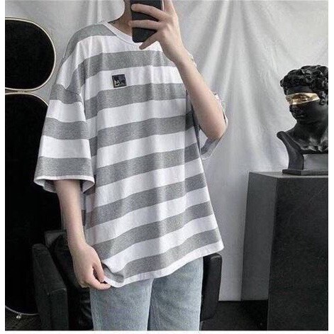 [ Có Ảnh Thật ] Áo thun unisex tay lỡ form rộng - sọc tem vuông | BigBuy360 - bigbuy360.vn