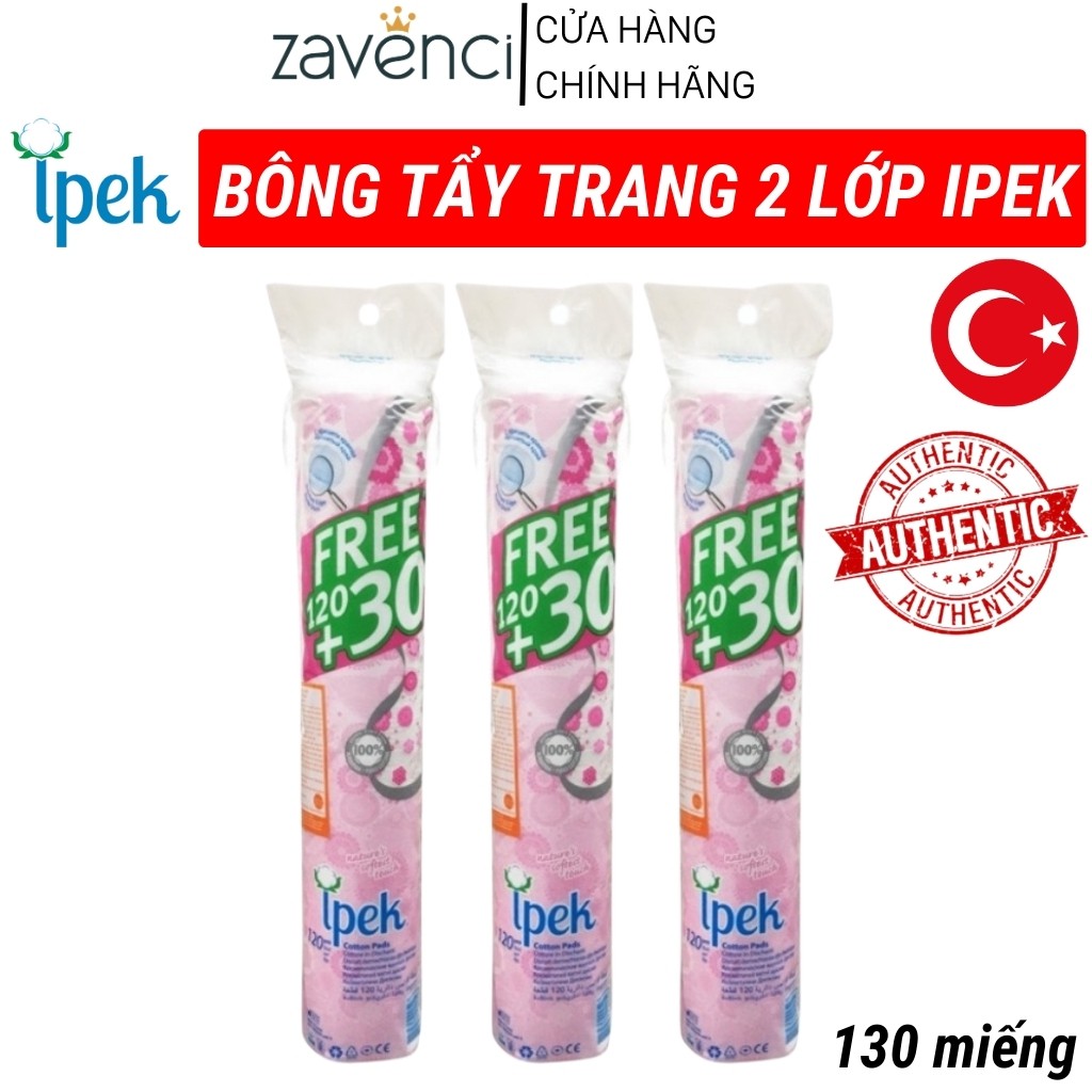 Bông Tẩy Trang IPEK THỔ NHĨ KÌ Công Nghệ Dệt 2 Lớp Tẩy Trang Hiệu Quả (130 miếng)