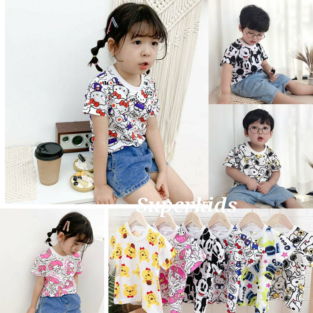 |FAMARAL2 giảm 10k cho đơn 50k|Áo cộc tay hoạt hình thông hơi thoang mát 8-18kg QATE568