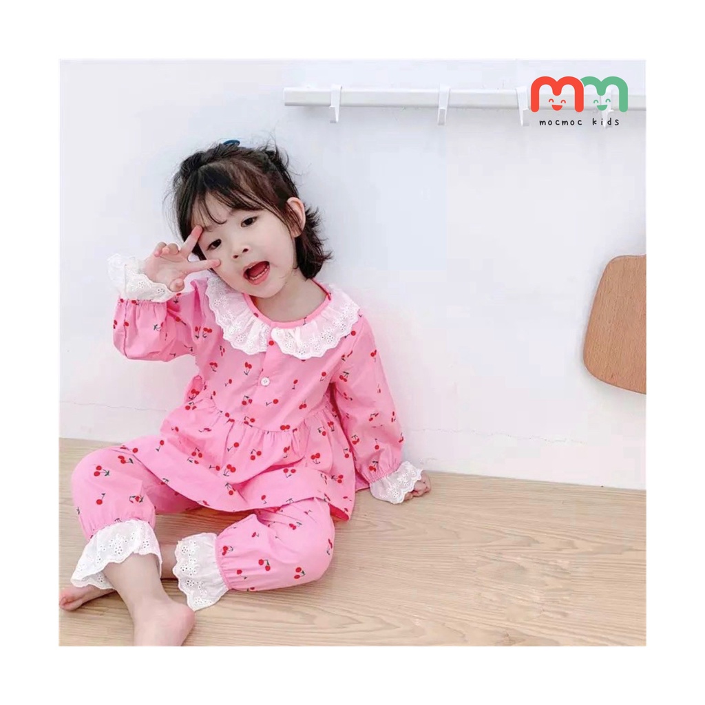 Đồ bộ dài tay bé gái dễ thương, thun cotton chính phẩm mềm mịn mát, bo chun tay và lai, bé 10kg đến 23kg