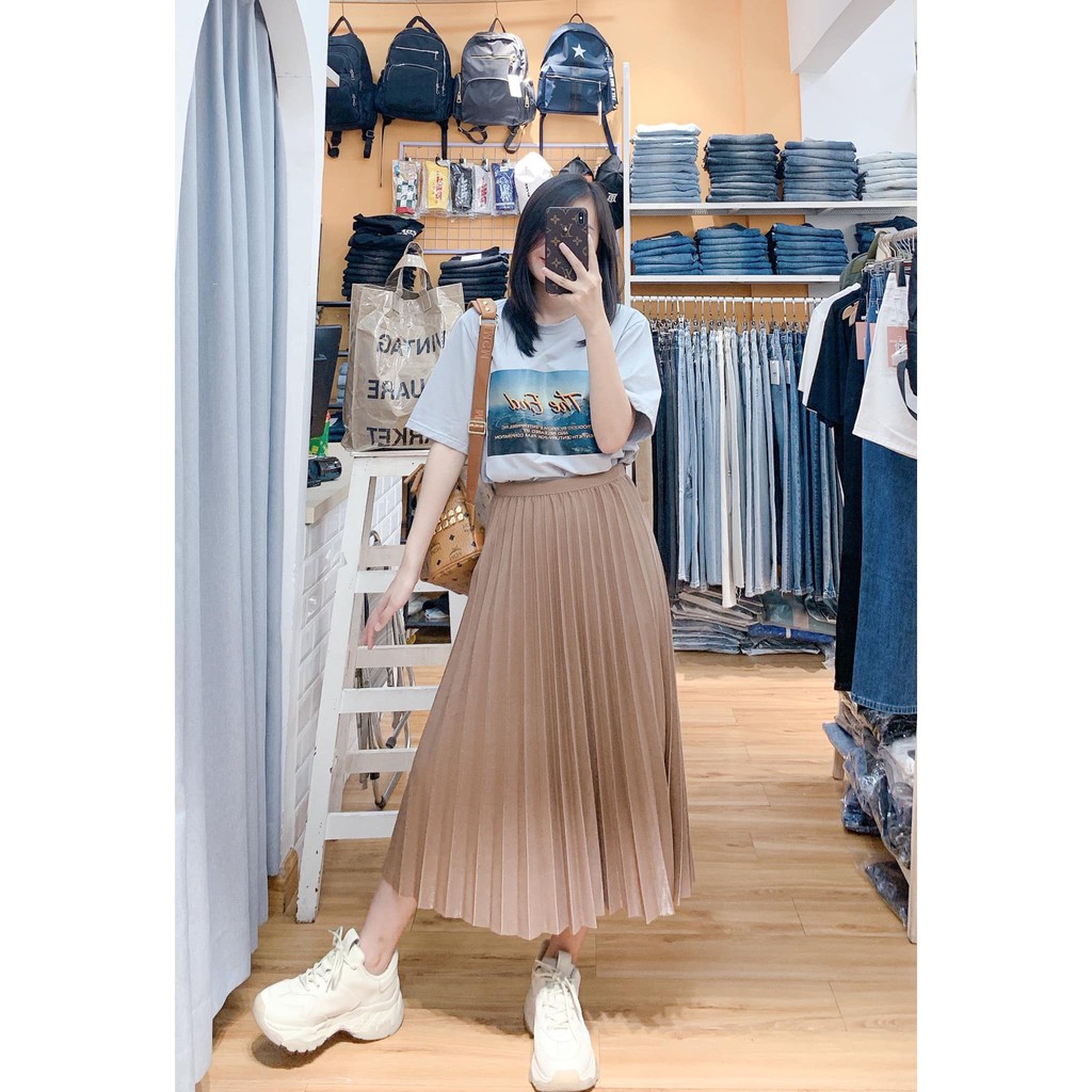 Chân váy xếp li dài , lưng thun Freesize, New Arrival 2021 | BigBuy360 - bigbuy360.vn