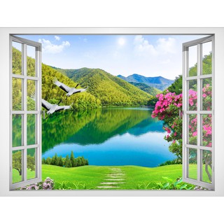 Tranh dán tường cửa sổ cảnh đẹp thiên nhiên VT0374