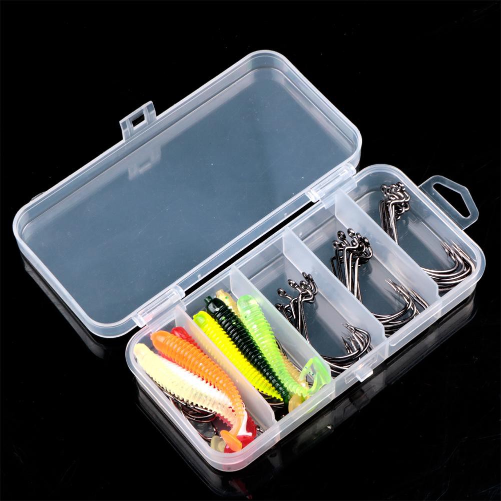 Hộp 60 Mồi Giun Giả Câu Cá Mềm Kèm Hộp Đựng