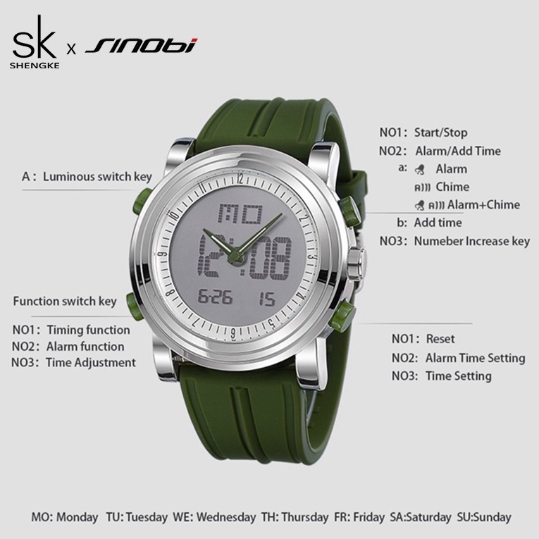 Đồng Hồ Đeo Tay Shengke sinobi 9368 Thời Trang Dành Cho Nam