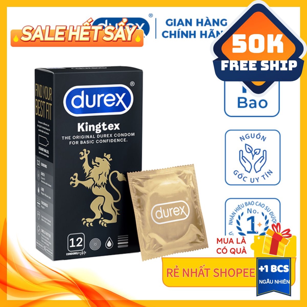 Bao cao suFreeshipDurex Kingtex 12 bao