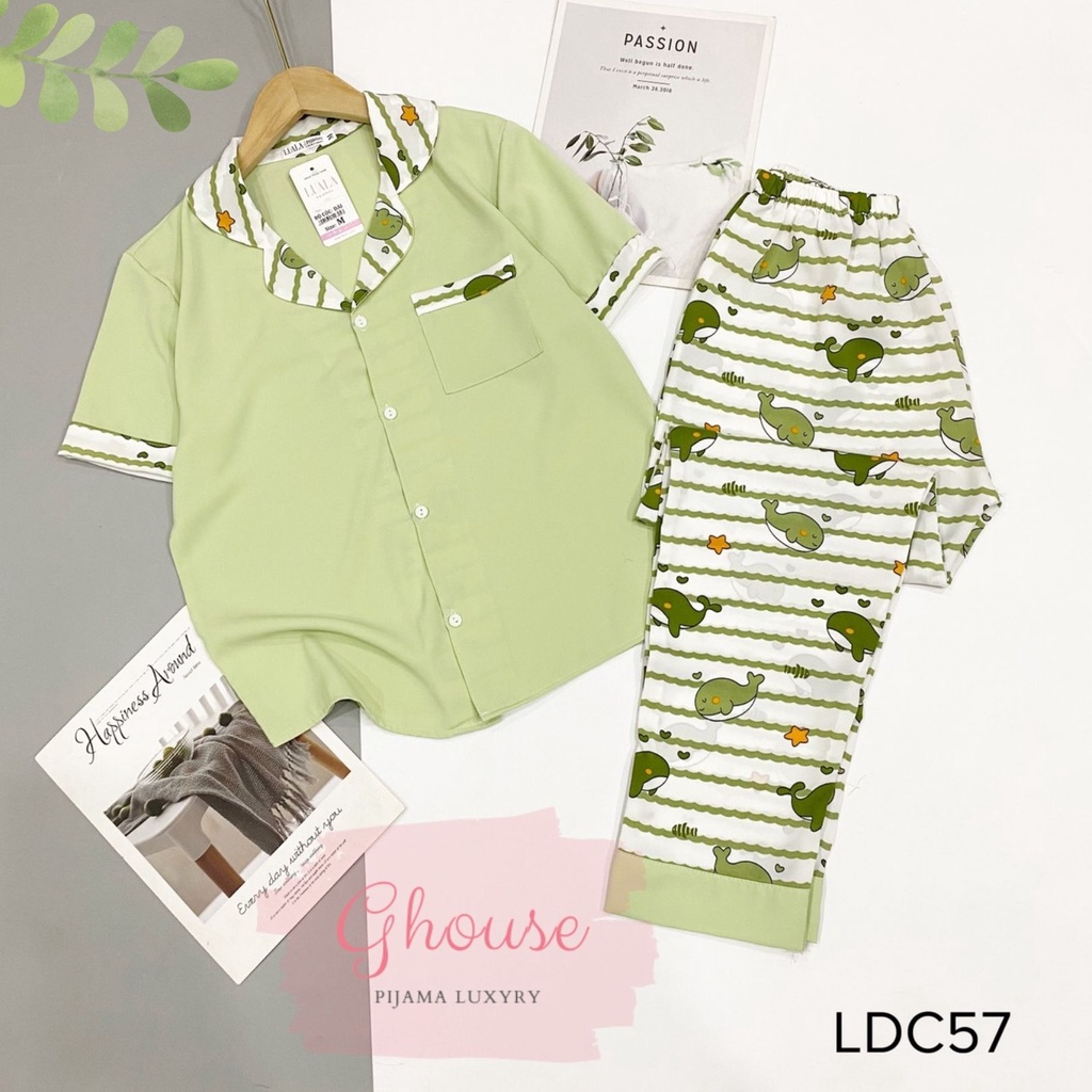 Đồ Ngủ Pijama Lụa Satin, Tay Ngắn Quần Dài  Siêu Xinh, Mềm Mịn, Độc Lạ Khó Tìm, Sanh Chảnh Hàn Quốc - Full Size