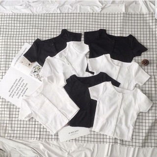 Áo thun gân croptop trơn