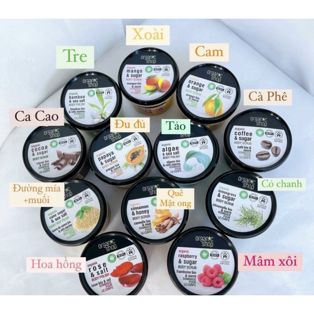 Tẩy Da Chết Body Organic Shop Dưỡng Da Trắng Sáng