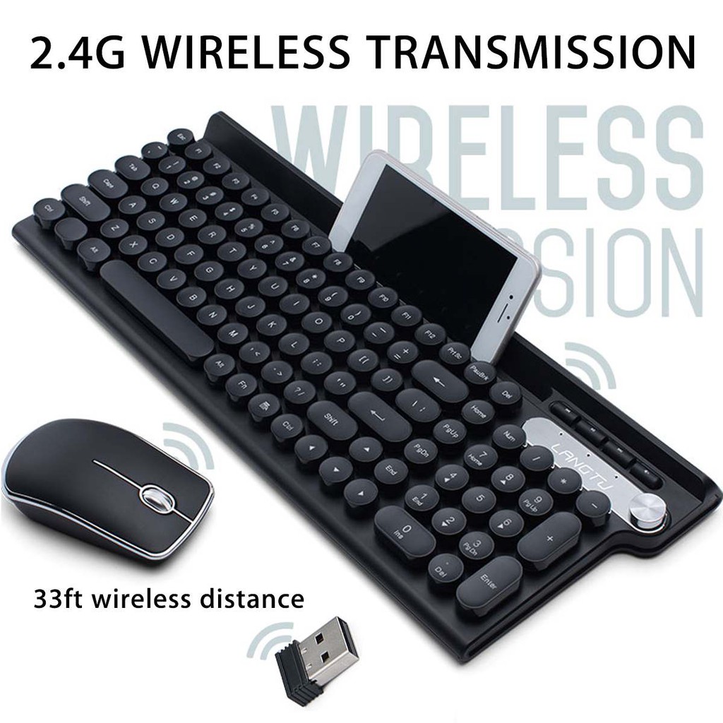 Combo Bộ Bàn Phím Và Chuột Không Dây LANGTU LT500 2.4G Ergonomic Chơi Game Tắt Tiếng Chuột Bàn Phím Đa Phương Tiện