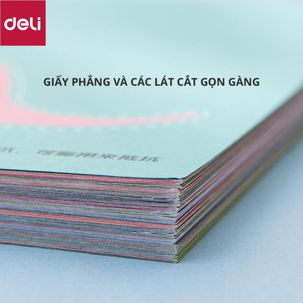 Bộ dụng cụ thủ công Deli gồm kéo và 100 tờ giấy thủ công - 74823 [Deli]