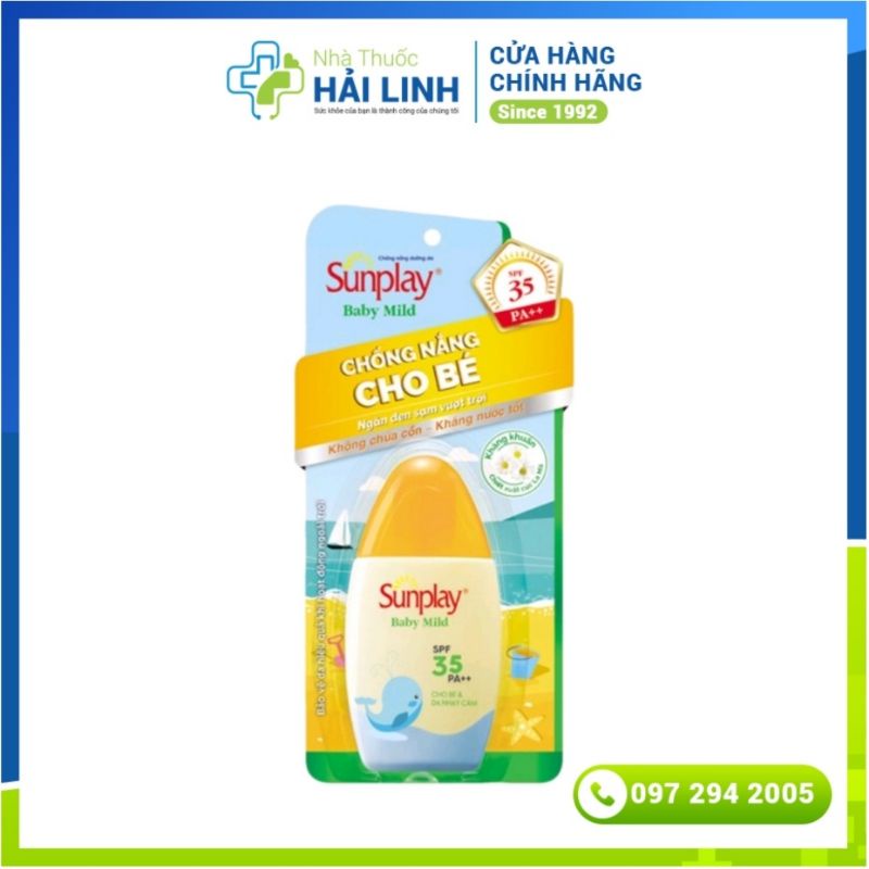 Sữa chống nắng cho bé và da nhạy cảm Sunplay Baby Mild (date xa)⚡ Tặng quà ⚡ SPF 35 +, PA ++
