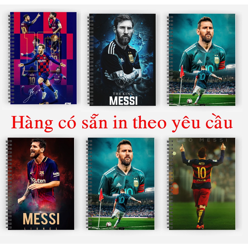 sổ tay cầu thủ bóng đá Lionel Messi sổ gáy xoắn 200 trang