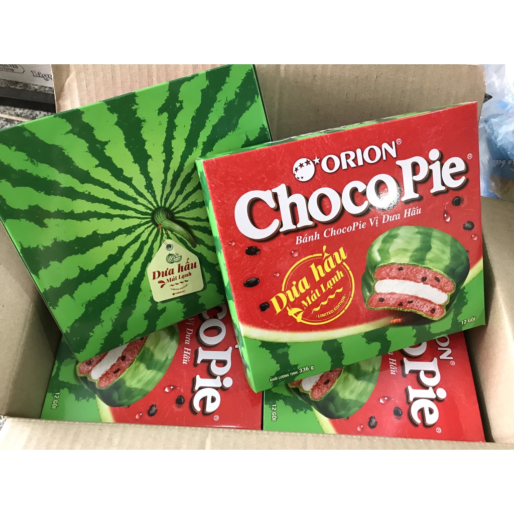 Bánh Choco Pie Orion Vị Dưa Hấu Hộp 12 cái