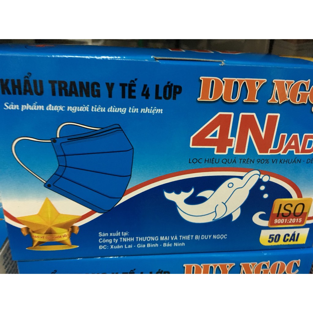 Khẩu Trang Y Tế Cao Cấp Màu Xanh 4 Lớp (4Njade) Duy Ngọc