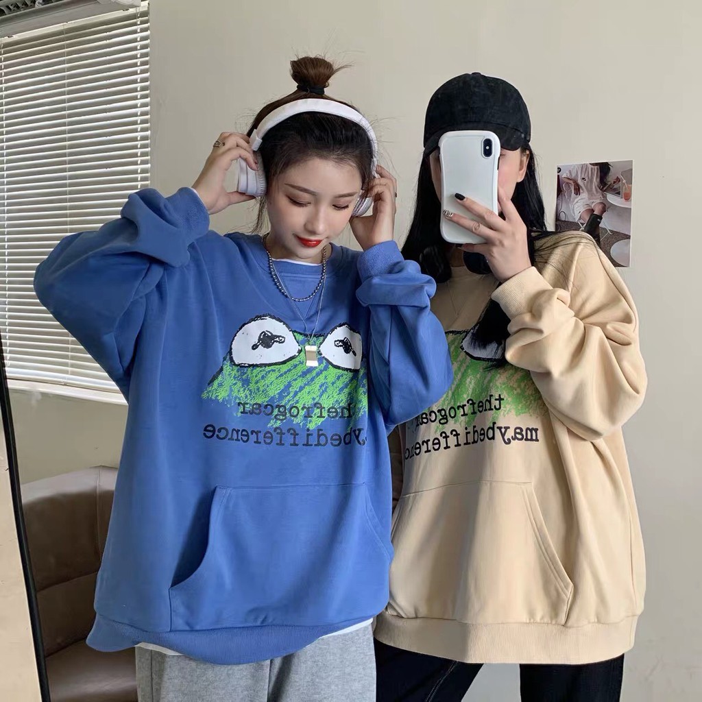 Áo sweater nỉ unisex form rộng Đầu Ếch phong cách ulzzang Wind Thu Đông | BigBuy360 - bigbuy360.vn