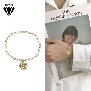 Y Chic Cold Wind Retro Queen Avatar Bracelet Personality Geometric Chain Coin Couple Bracelet