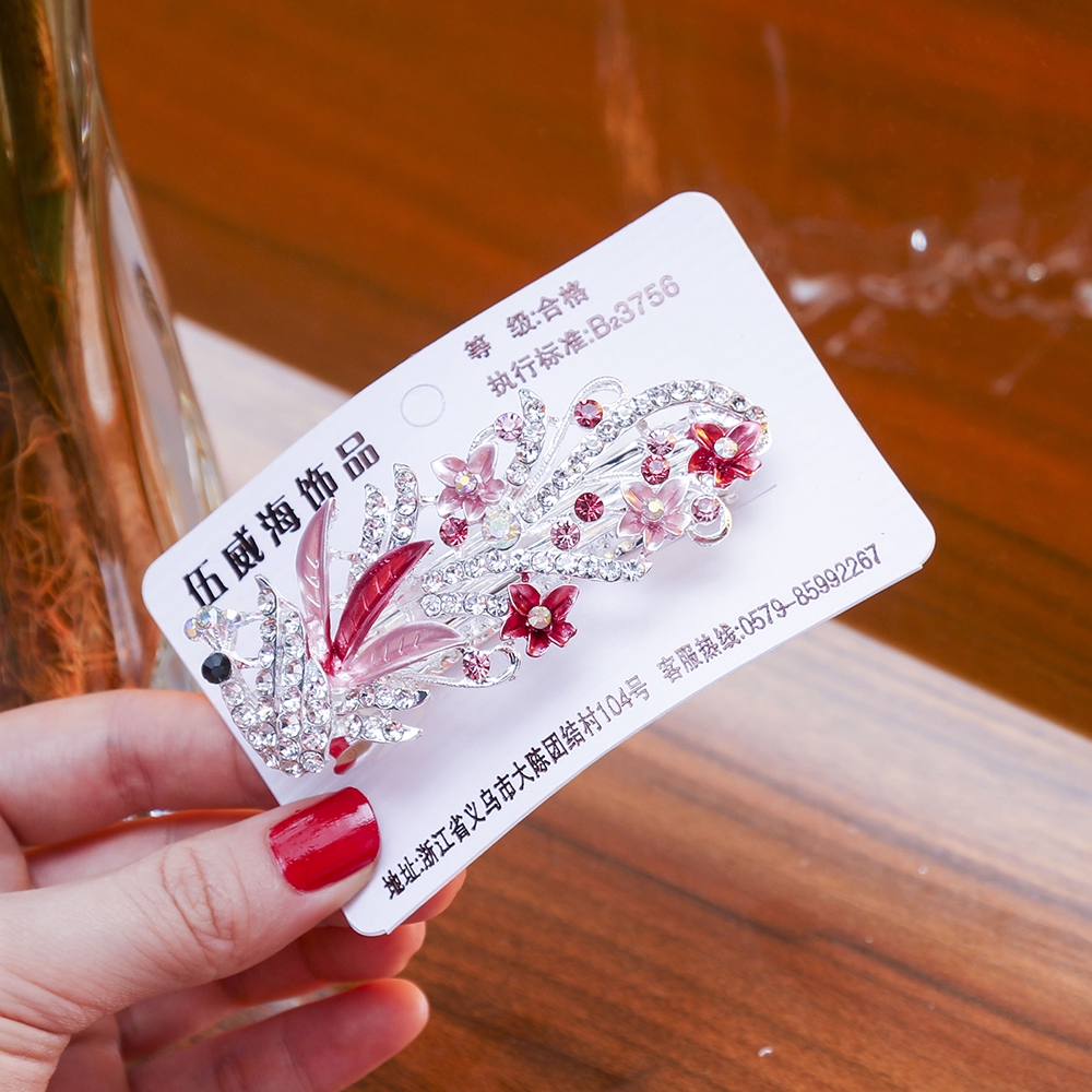 Kẹp tóc hình bông hoa đính đá thời trang dành cho nữ