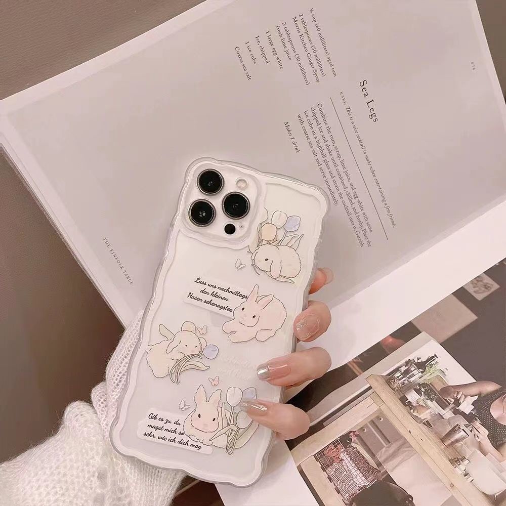 Ốp Điện Thoại TPU Silicon Mềm Trong Suốt Hình Thỏ Dễ Thương Cho iPhone 13 12 Mini 11 Pro X XR XS Max SE 2020 6 6S 7 8 Plus