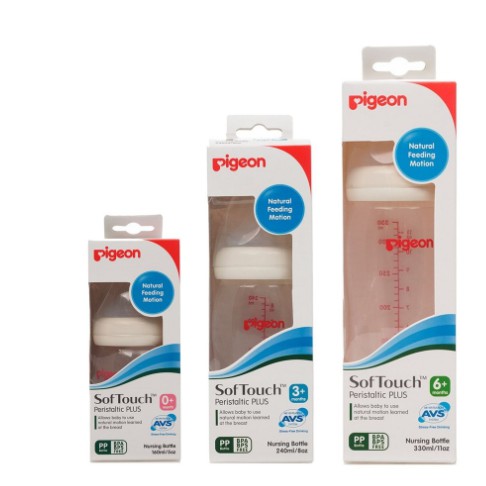 .[ĐỦ SIZE] Bình Sữa Pigeon Cổ Rộng PP Plus 160ML/260ML/.