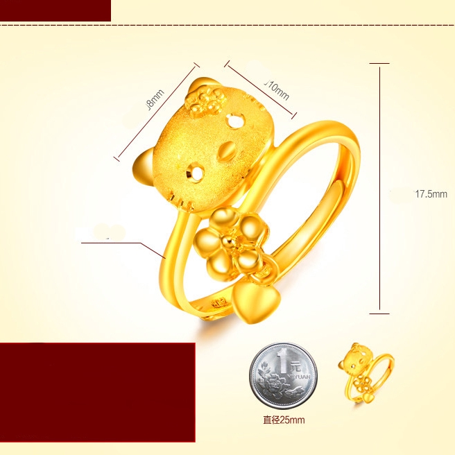 Nhẫn Hello Kitty Mạ Vàng 18k