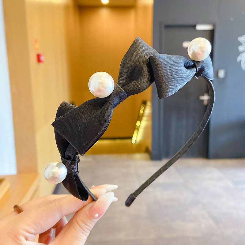 Băng đô đính nơ và ngọc trai giả phong cách Hàn Quốc