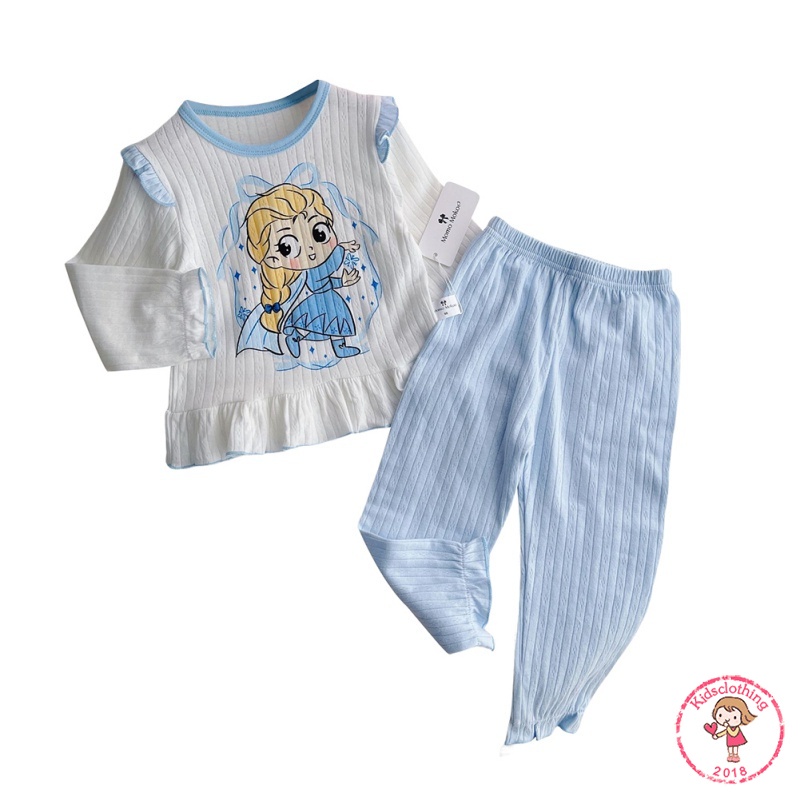 Bộ Đồ Ngủ Pijama In Họa Tiết Hoạt Hình Kiểu Hàn Quốc Xinh Xắn Cho Bé Gái