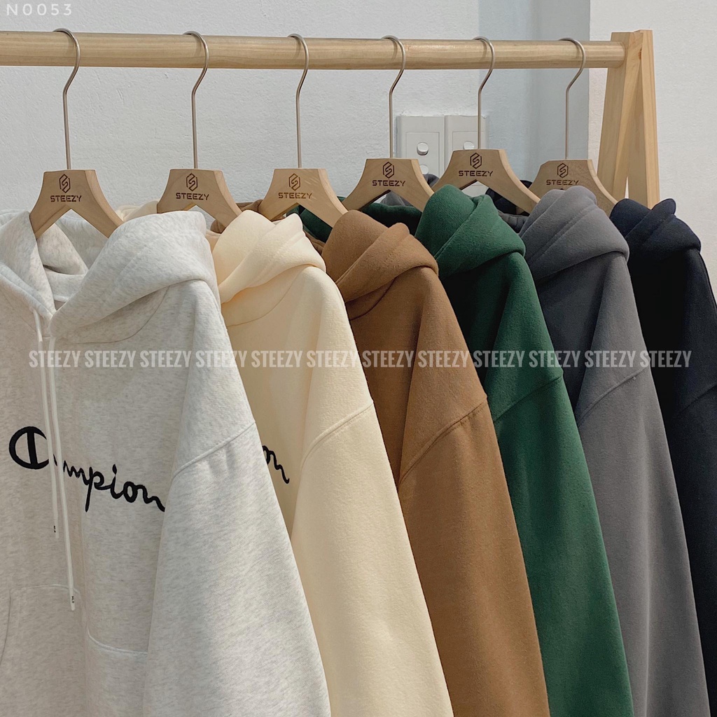 Áo hoodie nỉ bông dày thêu chữ C H A M P I O N form oversize (Có sẵn/Ảnh thật)