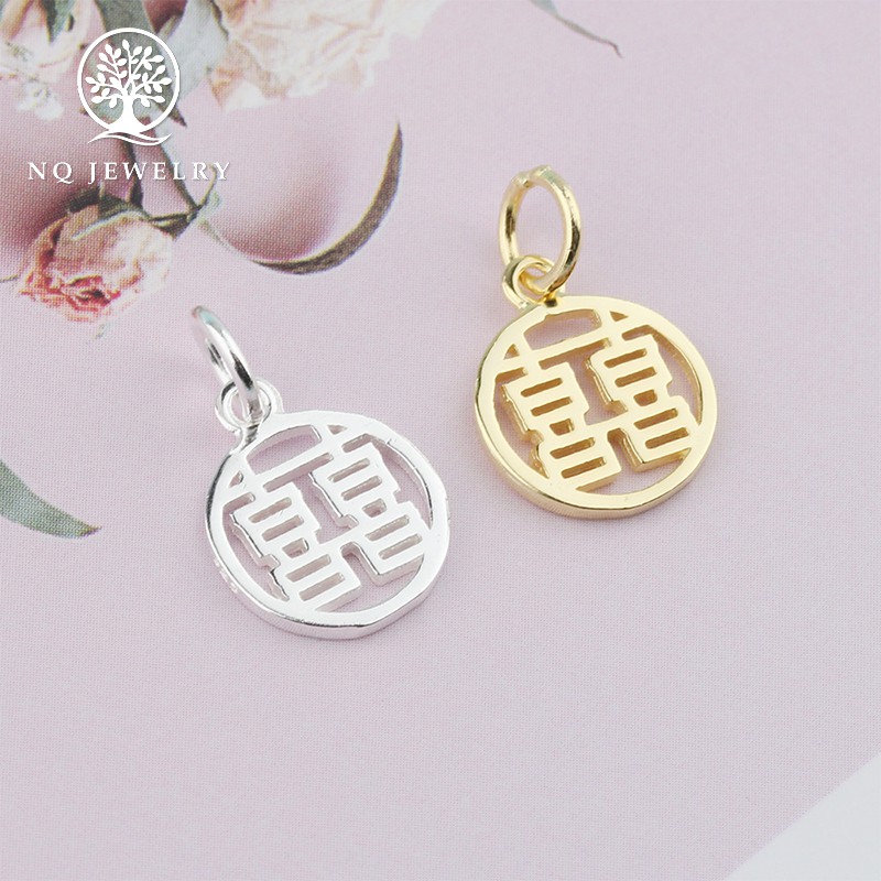 Charm bạc song hỷ treo 12x10x1mm - NQ Jewelry