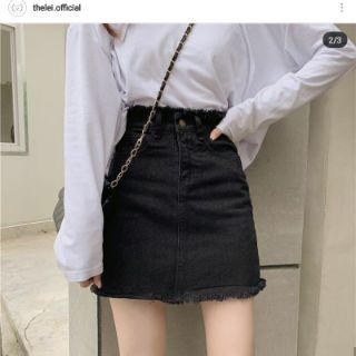 Chân váy bò ôm ngắn cạp cao