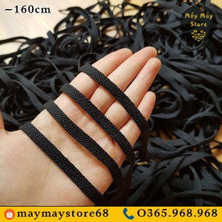Dây Giày Dẹt Đen Dài 160cm (Cho Giày Cổ Cao Có 8-10 Lỗ Xâu)