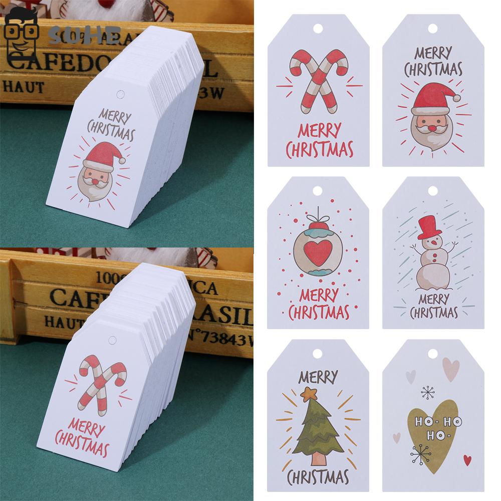 Set 100 nhãn treo trang trí giáng sinh hình bông tuyết DIY