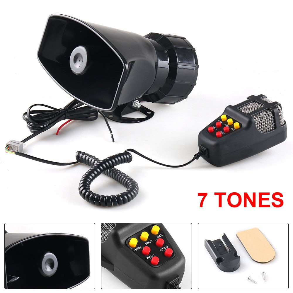 Loa cảnh báo ô tô 7 âm thanh lớn, cảnh báo còi xe máy, 12V 100w
