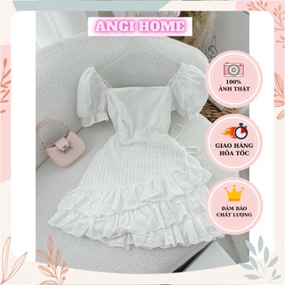 ĐẦM XÔ TRẮNG ĐỤC LỖ THÊU HOA CHÂN BÈO TẦNG ANGI HOME