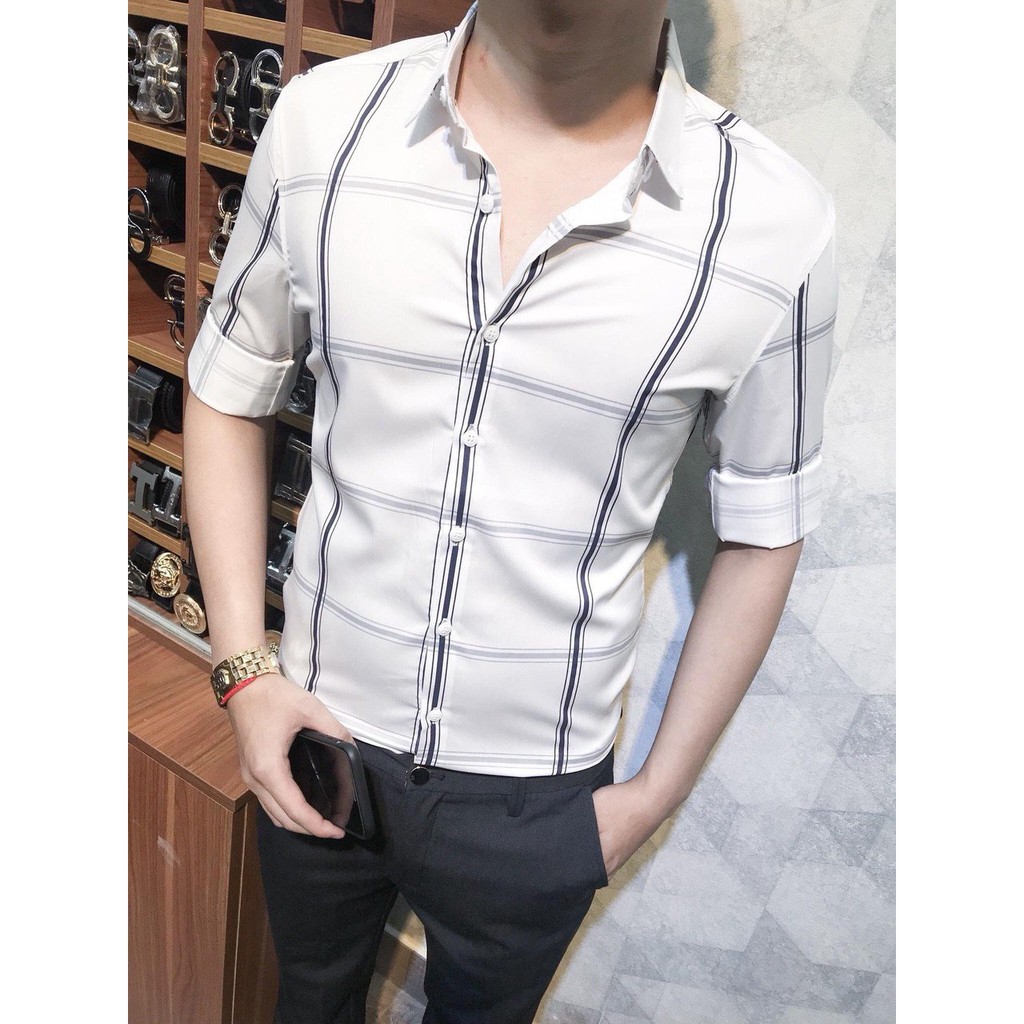 Áo sơ mi nam dài tay Hàn Quốc phối sọc 3d thời trang 2018 - ASMDBP021 | BigBuy360 - bigbuy360.vn