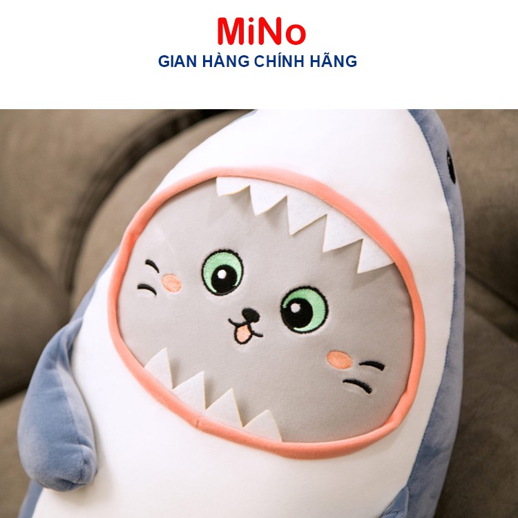 Gấu Bông Cá Mập Mặt Mèo Dễ Thương Mino Mềm Mịn Cute 1m TH8