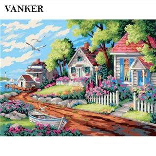 Bộ Tranh Sơn Dầu 40x50cm Tự Làm Hình Ngôi Nhà Đẹp Mắt