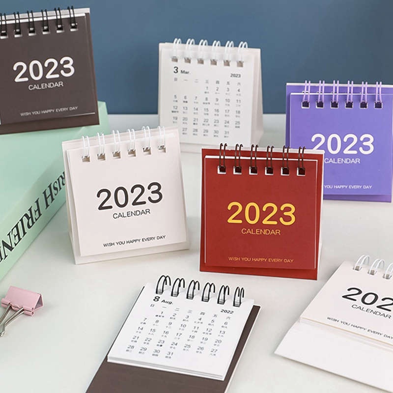 Lịch 2023 Để Bàn Màu Trơn Thiết Kế Đơn Giản Dễ Thương