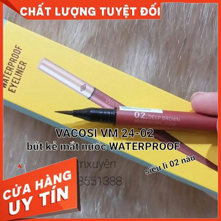 Kẻ Mắt Vacosi Natural Studio Waterproof Eyeliner Vm24-02 NÂUthiết kế sang trọng,tạo đường sắc nét nhỏ,lâu trôi