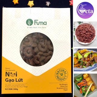 Nui gạo lứt Fuma 500g/hộp - Nuôi ống gạo lức đỏ Làng bột Sa Đéc - eatclean, thực dưỡng, giảm cân