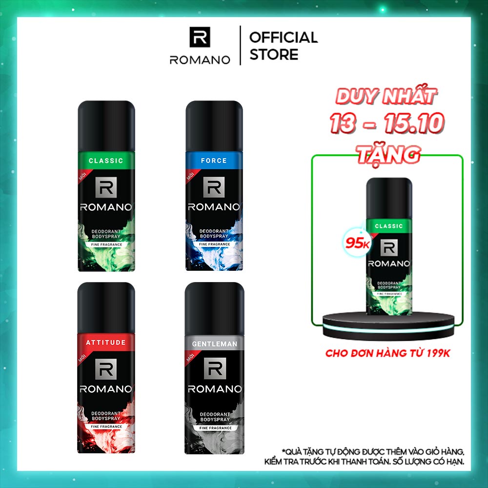Xịt khử mùi toàn thân Romano 150ml