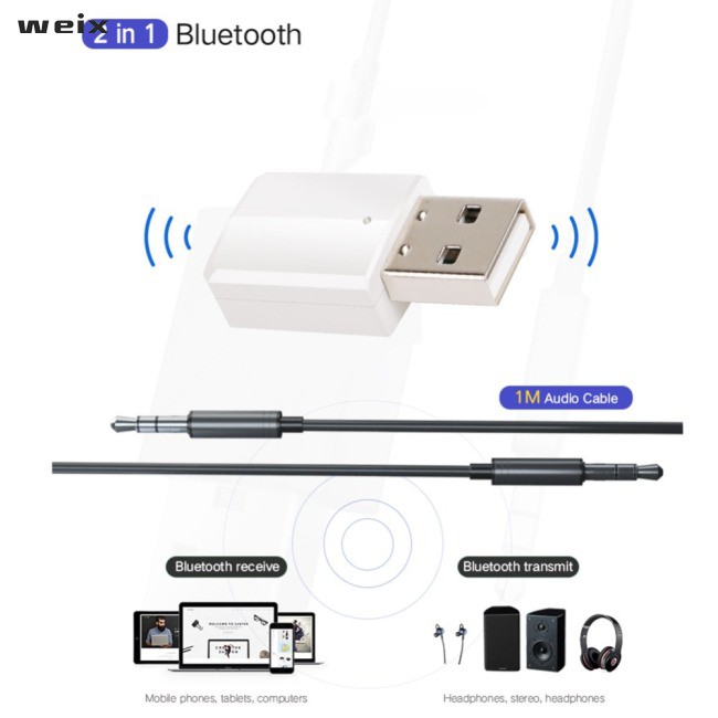 Usb Bluetooth 5.0 Kết Nối Âm Thanh 2 Trong 1 Với Giắc Cắm 3.5mm