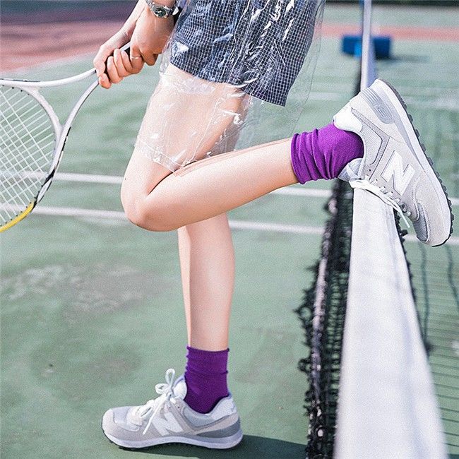 Vớ cotton cổ cao màu trơn thiết kế đơn giản thời trang Hàn Quốc cho nữ