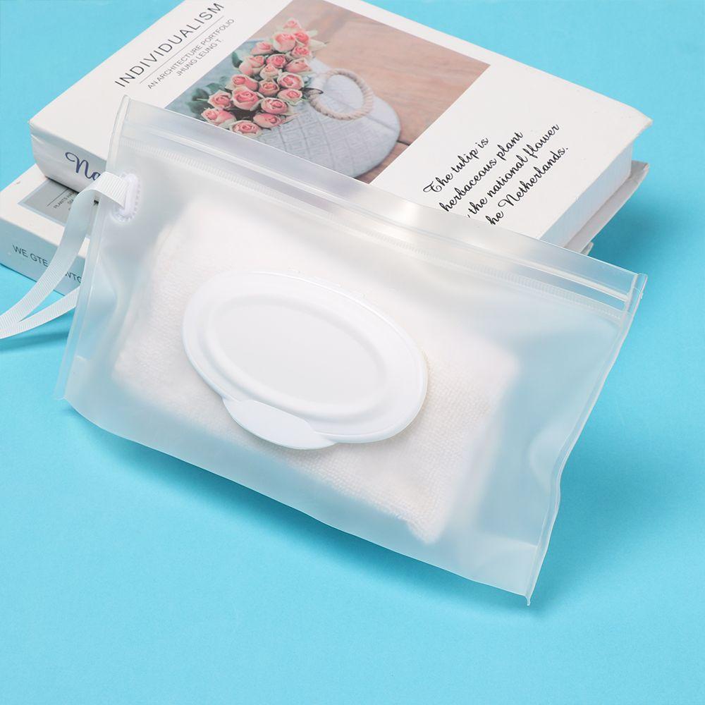 Bebetterm 1Pc Reusable Wet Wipe Bag Transparent Eco-Friendly Plastic Snap Strap Clamshell Box   Case
