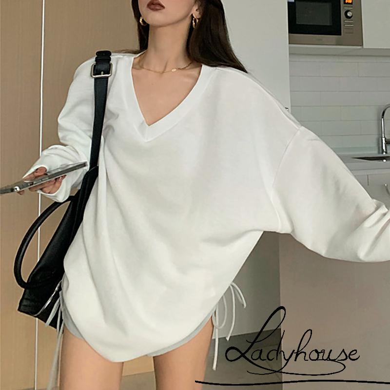 Áo Thun Tay Dài Cổ Tròn Màu Sắc Trơn Thời Trang Dành Cho Nữ