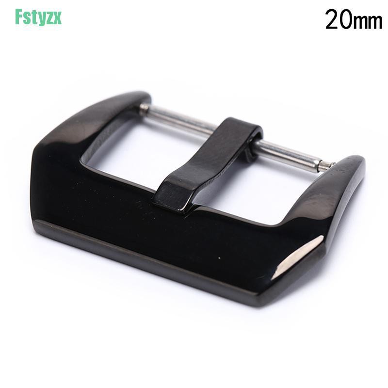 fstyzx 20/22/24mm Stainless Screw-in Buckle Watch Band Strap Brushed Clasp Black/Silver