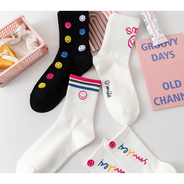 Vớ Tất cao cổ mặt cười hồng Nam Nữ siêu dễ thương và xinh xắn