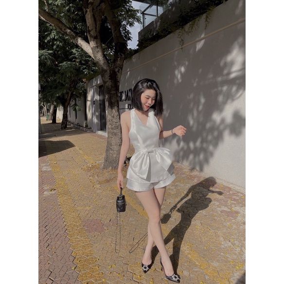 Set áo peplum nơ to + Quần short