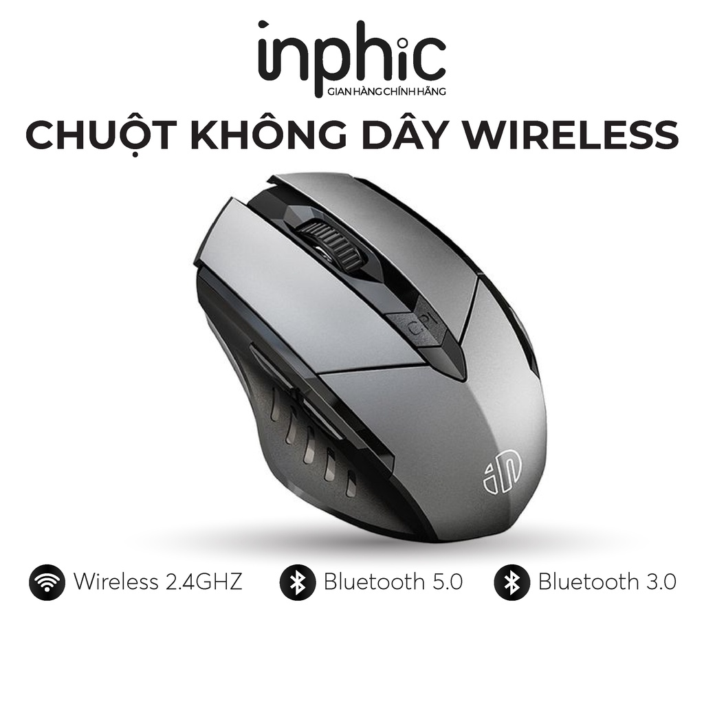 Chuột Không Dây INPHIC PM6 USB 2.4G Chơi Game Bluetooth Wifi Có Thể Sạc Pin Lại Cho Máy Tính Xách Tay - Chính Hãng