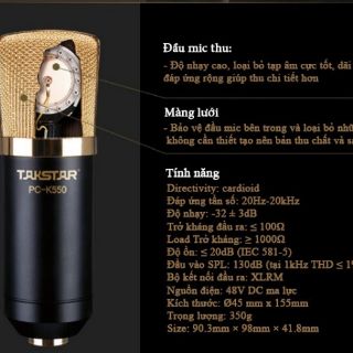 Micro thu âm Takstar PC-K550